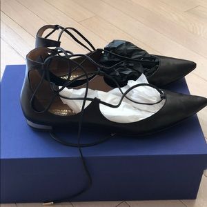 Aquazzura black lace up flats